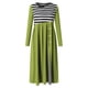 thumbnail image 4 of Moda Mujer Casual Patchword Botones Casual Stripde A-Line Vestido largo de manga larga Fridja NMB911, 4 of 5