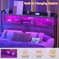 thumbnail image 4 of Homieasy Headboard for Queen Size Bed with Storage Shelf, Head board with 3 Outlets and 2 USB Ports, Headboards with RGB LED Light, Height Adjustable, Sturdy and Stable, Easy Assembly, Black Oak, 4 of 10