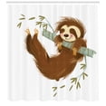 thumbnail image 3 of Ambesonne Sloth Shower Curtain, Cheerful Animal on Tree, 69"Wx84"L, Brown Khaki Grey, 3 of 3