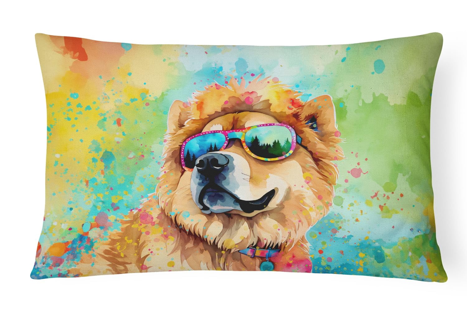 Golden Retriever Hippie Dawg Fabric Decorative Pillow 12 in x 16 in