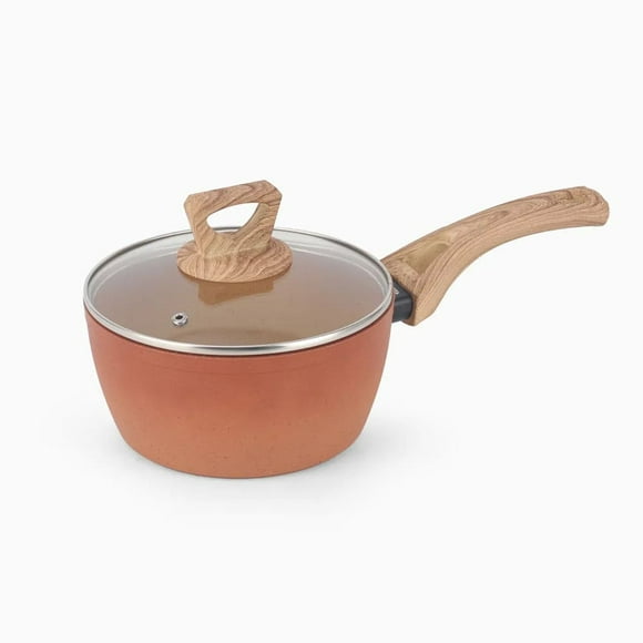 Cacerola Con Tapa 18cm Terracota Recubrimiento Antiadherente con Polvo de Piedra Amercook