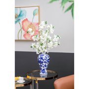 A&B Home 13'' Blue White Porcelain Jar Flower Planter Pot Home Decor Vase Hand Painted Floral Print Tall Vase Asian Decorations