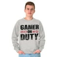thumbnail image 3 of Gamer On Duty Video Games Nerdy Geeky Men's Big & Tall Crewneck Sweatshirt Brisco Brands 4X, 3 of 4