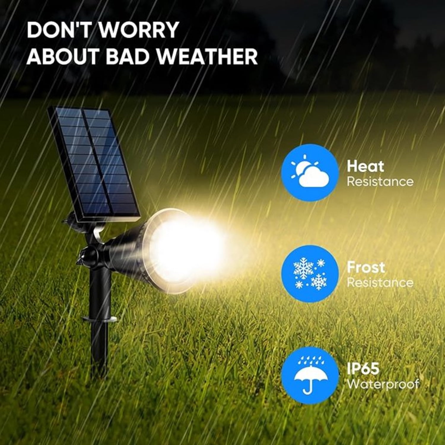 D.FAMILY 2-Pack 1800LM Solar Spot Lights, IP65 Waterproof 18-LED Outdoor Lights