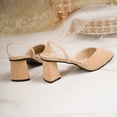 thumbnail image 4 of GERsome Women's Chunky Block Heels Elastic Slingback Summer Slip-On Closed Pointy Toe Party Wedding Dress Shoes, Size 9.5, 4 of 9
