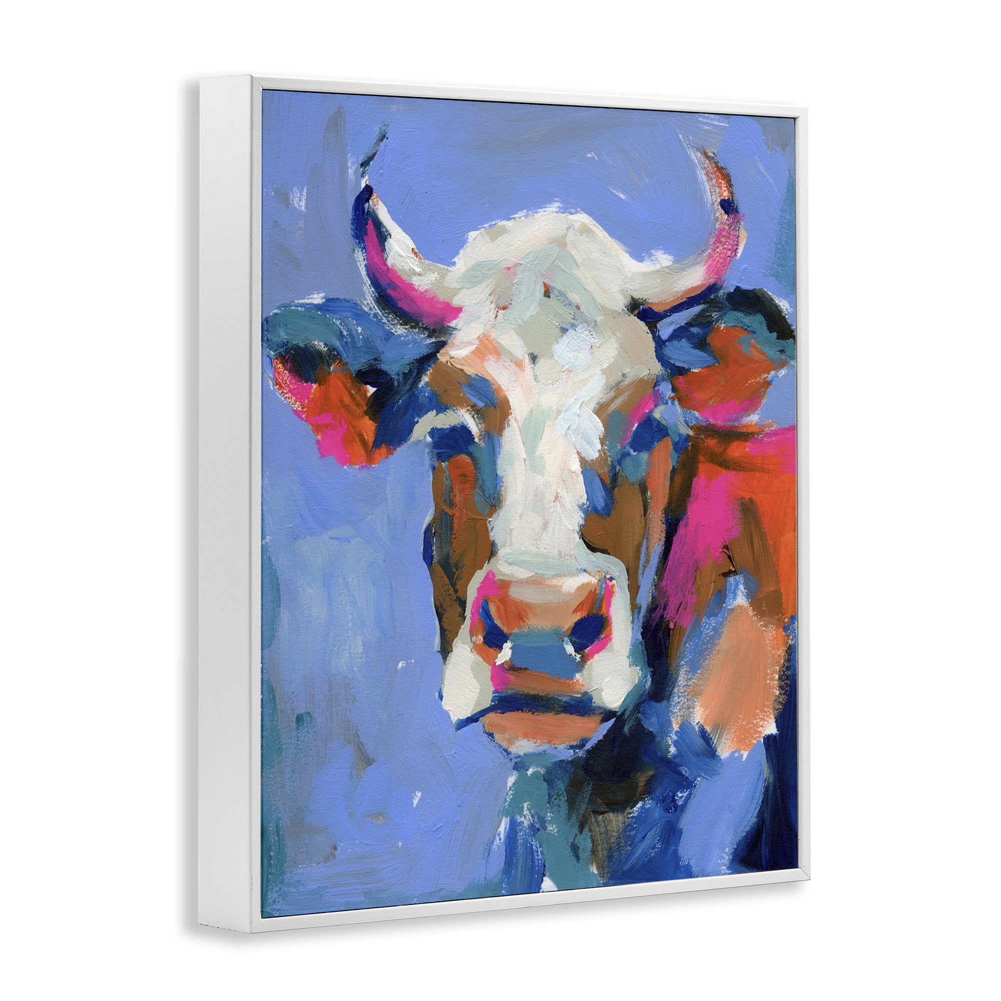 Stupell Industries Painterly Cow Portrait Animals & Insects Painting White Framed Art Print Wall Art, 16 x 20