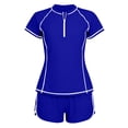 thumbnail image 3 of qucoqpe Tankini Swimsuits for Women Fashion Print Full Coverage Two-Piece Modest Bathing Suits Sporty Zipper Swimwear with Boyshorts, 3 of 6