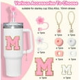 thumbnail image 2 of 10pcs Cups Accessories Set for Stanley 40 oz Cups,Flower Straw Cover for 10 mm Straws,Square And Round Silicone Spill Proof Stopper,Letter Charm,Sticker for Stanley Cup Decorations,Letter M, 2 of 7