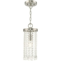 1 Light Brushed Nickel Mini Pendant with Clear Crystals Shade