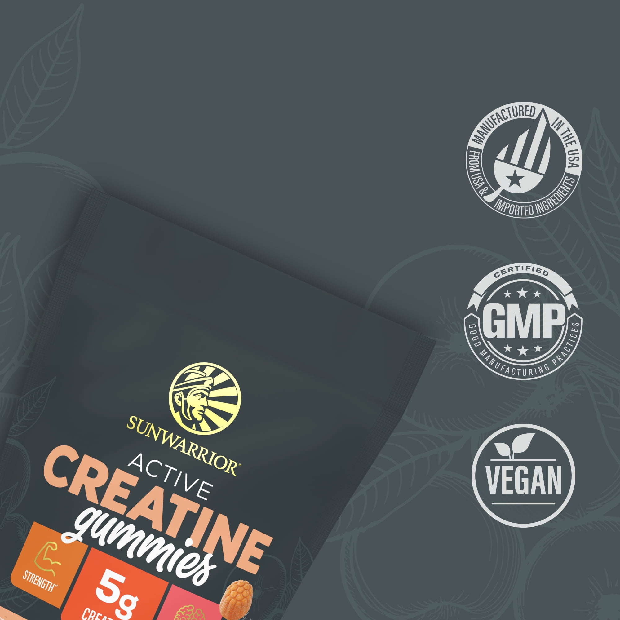 US Active Creatine Gummies (Peach) - 90ct pouch (30 srv)