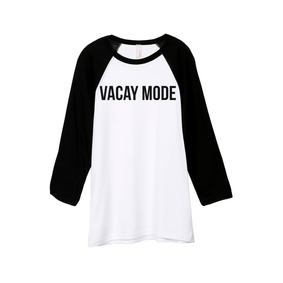 Vacay Mode Unisex 3/4 Sleeves Baseball Raglan T-Shirt Tee White Black X-Small