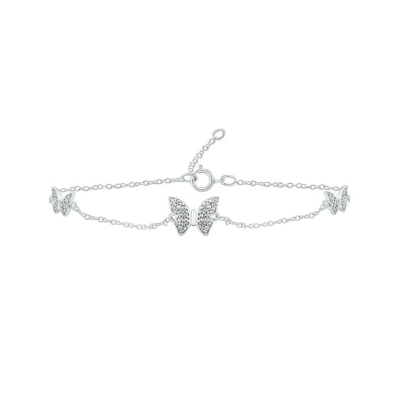 Cali Trove 925 Sterling Silver Butterfly Bracelet | 1/10 Ct Natural Diamond Bracelet