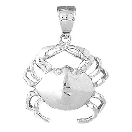 18K White Gold Crab Pendant - 27 mm