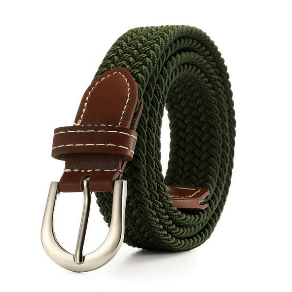 Braided Canvas Woven Elastic Stretch Belts for Men/Women/Juniorgreen