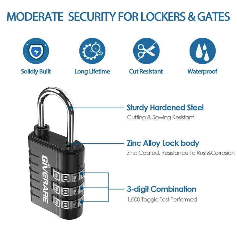 Puroma 4 Pack Combination Lock 4 Digit Locker Lock Outdoor