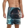 thumbnail image 2 of Goofa Astronaut Helmet Reflections Pattern Men's Pajama Short Sleep Shorts Soft Comfortable Breathable Pajamas Shorts with Pockets-Medium, 2 of 6