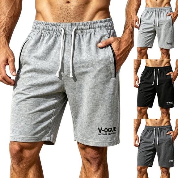 Mgmyaa Men's Relaxed Fit Drawstring Shorts with Exterior Pockets Elastic Waist Solid Color for Summer Casual Sports