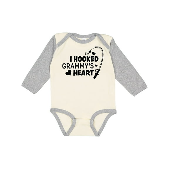 Inktastic I Hooked Grammy's Heart with Fishing Rod Boys or Girls Long Sleeve Baby Bodysuit