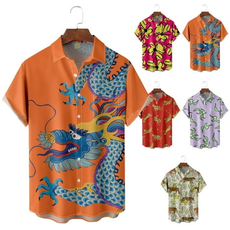 

Adult Crewneck Button Down Polo Shirts Front-Pocket Cotton Blouses For Men