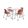 thumbnail image 2 of KFI Dailey 42in Square Dining Set - White/Silver Table - Coral Chairs w/Casters, 2 of 3