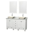 Wyndham Collection Acclaim 60 inch Double Bathroom Vanity in White, White Carrera Marble