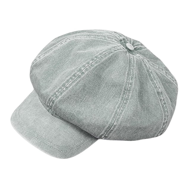 Gorra de vendedor de periódicos clásica, ligera e informal para mujer, con elástico cómodo. Azul claro