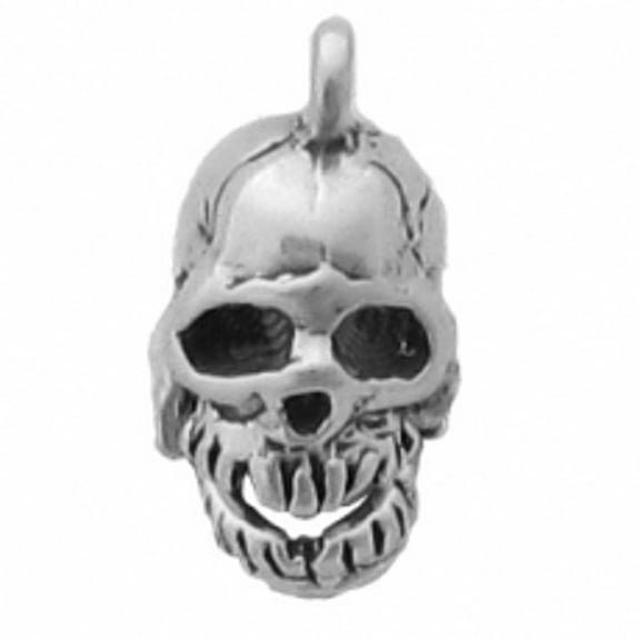 Sterling Silver 7" 4.5mm Charm Bracelet With Attached 3D Moveable Skull Medical Charm With Mouth Open