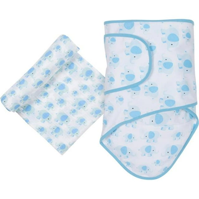MiracleWare 4247 Ensemble Couverture Éléphant et Emmaillotage en Mousseline