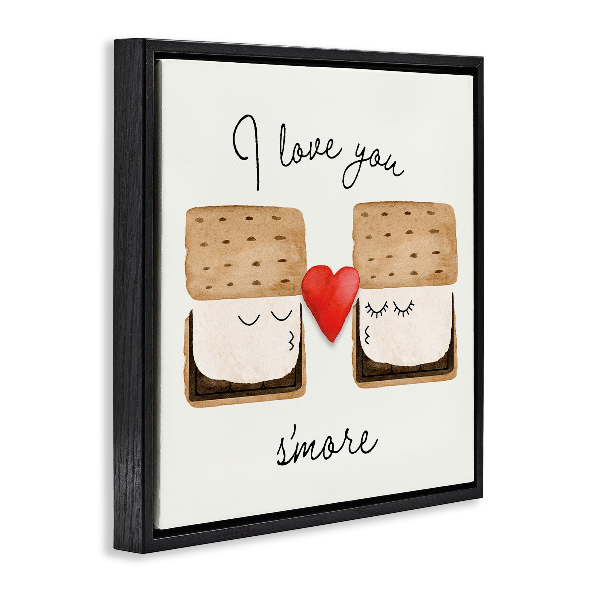 Stupell Industries Love You S'more Food & Beverage Painting Black Floater Framed Canvas Art Print Wall Art, 18 x 18