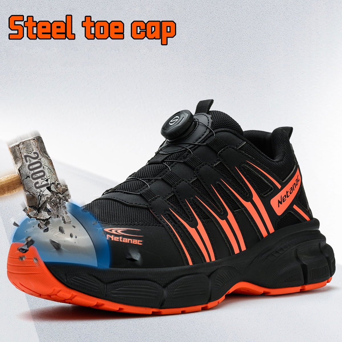 Netanac Steel Toe Shoes for Men Women, Lightweight Wide Work 