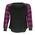 thumbnail image 4 of Womens Plaid Blouse Maternity T Shirts Patchwork Loose Pregnant Solid Tops, 4 of 5