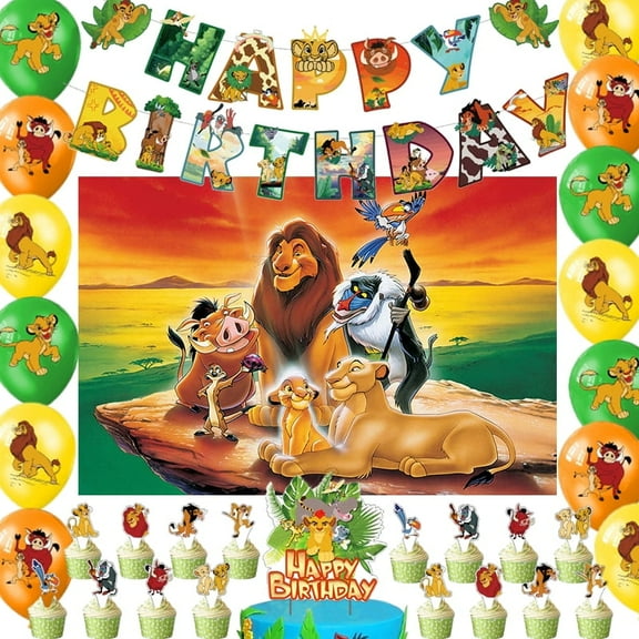 Lion Kings Party Supplies Pack Includes Banner,Cake Topper,Background,Balloons for Lion Kings party Decoration
