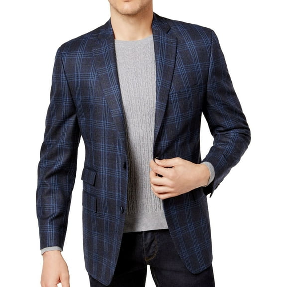 Michael Kors Mens Classic-Fit Two Button Blazer Jacket, Blue, 38 Regular