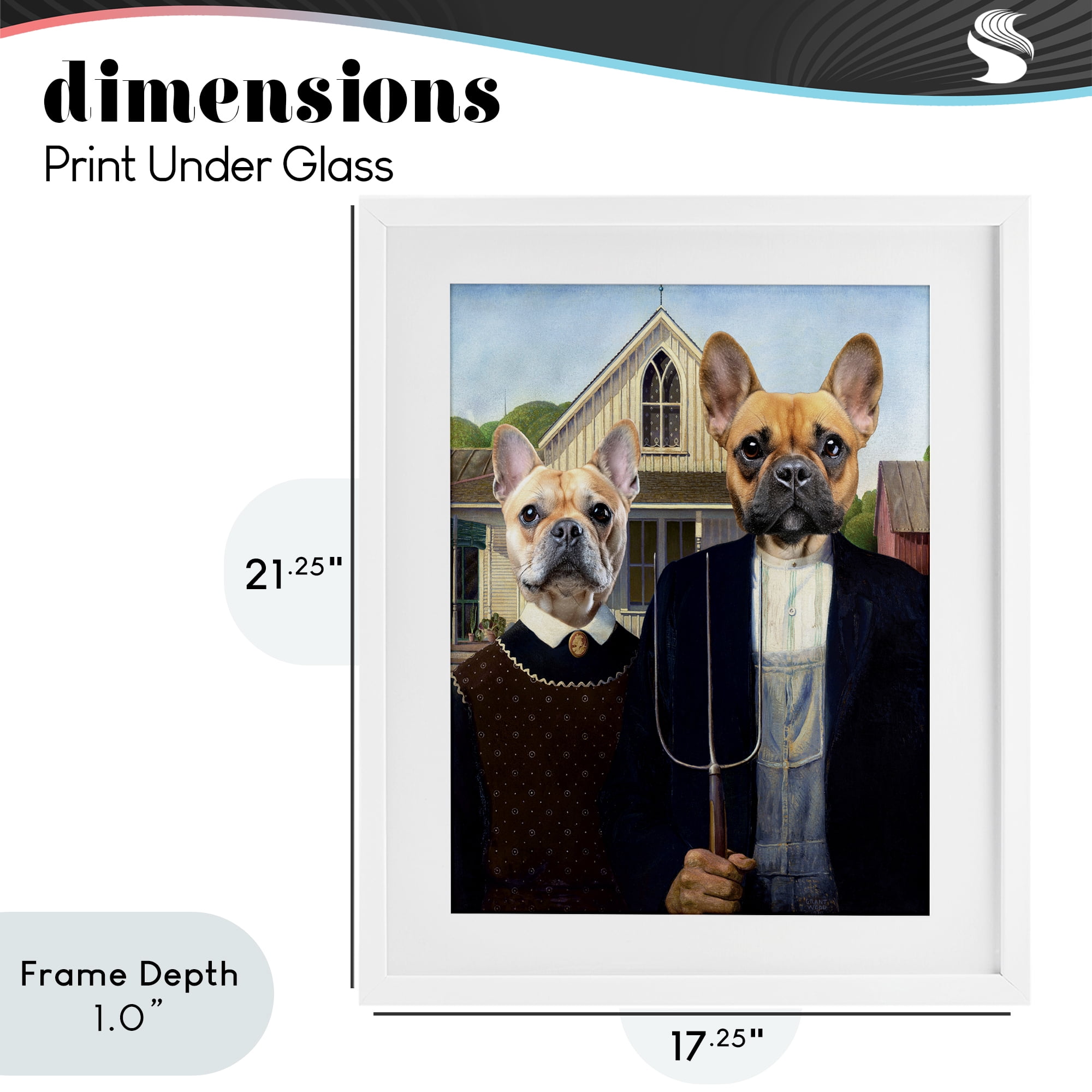Stupell Industries French Bulldogs Iconic Farmers White Framed Print Under Glass, design by Grotto Studios