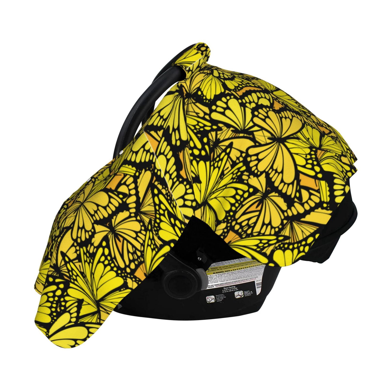 Naloa Yellow Butterflies Baby Car Seat Cover, Breathable Baby Carrier Cover, Multiuse Baby Carrier Cover & Nursing Breastfeeding Cover