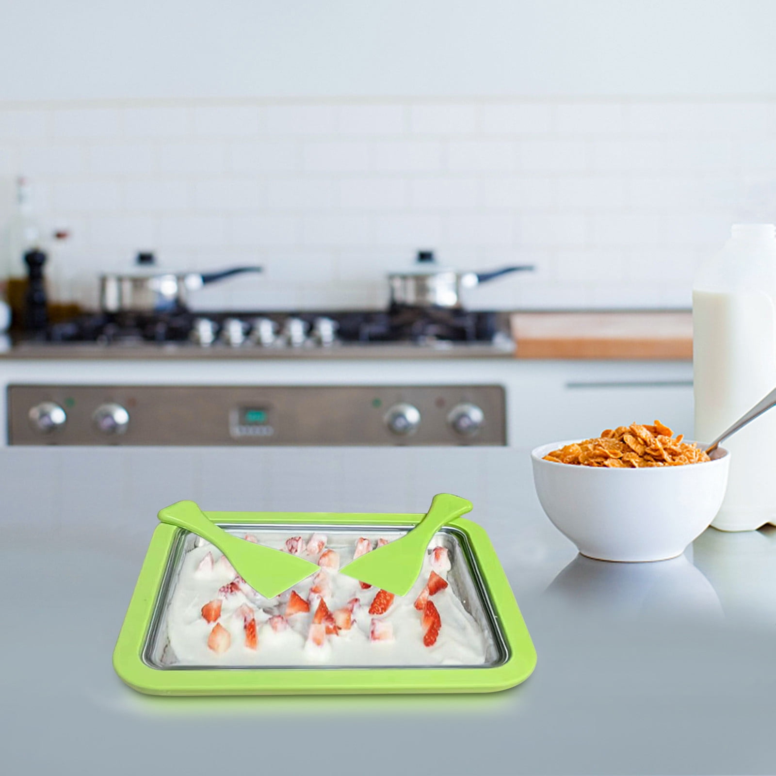 Handheld Ice Cream Maker with Ice Tray, Small Household Ice Machine for Homemade Frozen Desserts, Includes Scrapers for Easy Scooping, Manual Ice Cream Maker for Summer Treats