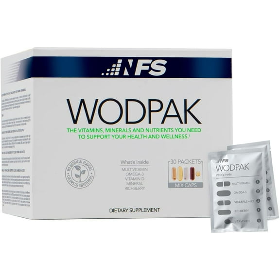 NF Sports WodPak Complete Daily Vitamin Packs with D3, K2, Zinc, Magnesium, Minerals, Omega-3 Fish Oil and Antioxidant Berry, 30 Servings