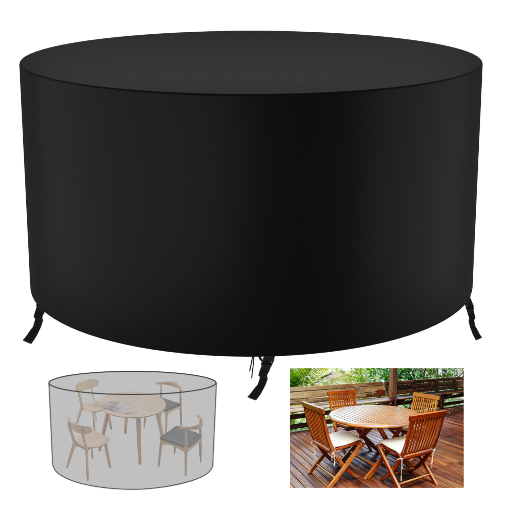 Uoune Patio Table Cover for Indoor Outdor Furniture, Waterproof UV Resistant Round Cover, 50' * 28' Black