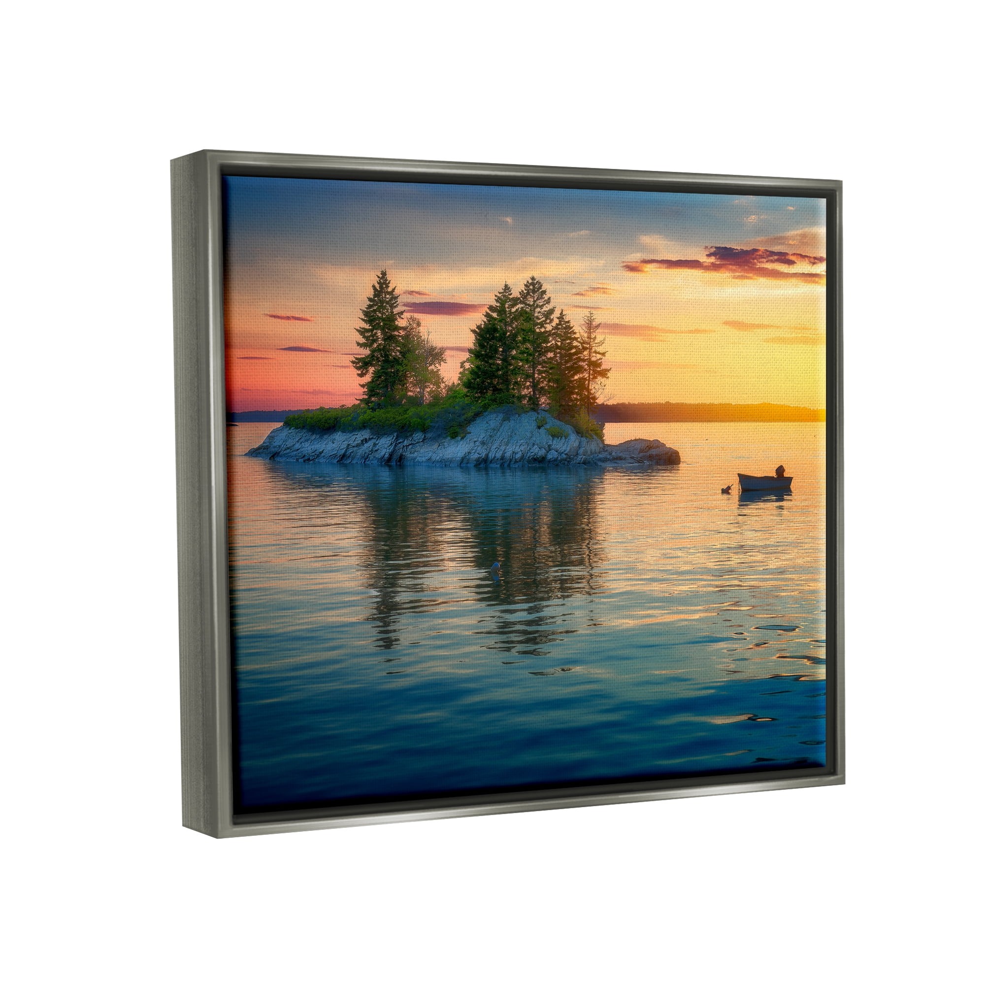 Stupell Sunset Island Horizon Photography Landscape Photography Gray Floater Framed Art Print Wall Art