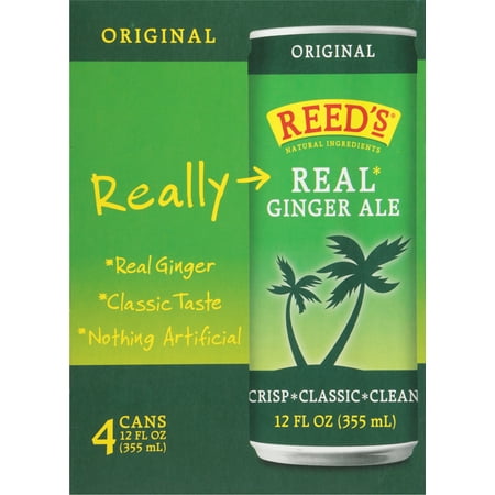 Reed's All Natural Real Ginger Ale, 12 fl oz, 4 Pack Box