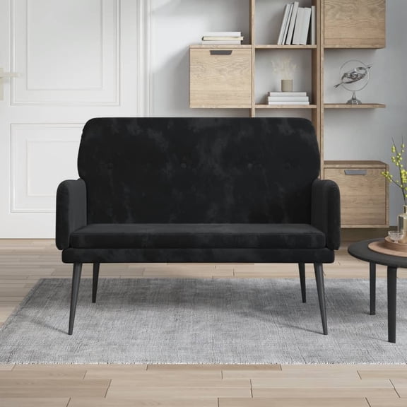 vidaXL Uptown Loveseats with Couch Bench, Black