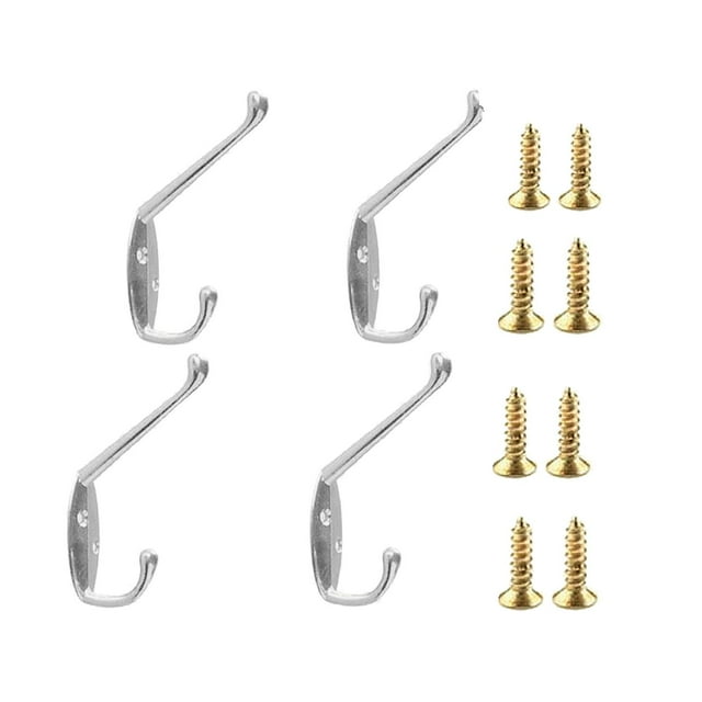 Paquete de 4 s de pared resistentes con 8 tornillos, pteado//Negro a elegir, para colgar para proteger, bufanda, toal, lve, Pta perfecl percheros de pared