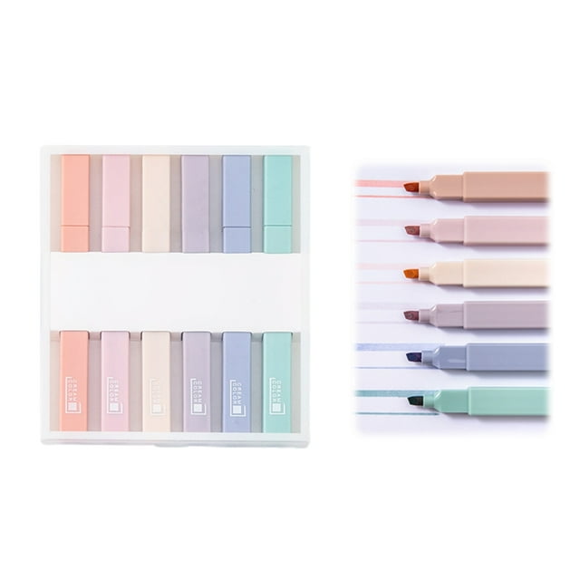 Highlighter Pen 6Pcs 6 Colors Pastel Highlighter Pens Soft Tip Highlighter Marker Pens For Students Teens Kids Adults