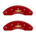 thumbnail image 3 of MGP Front set 2 Caliper Covers Engraved Front Chevy racing Red finish silver ch Fits select: 2012-2017 CHEVROLET SONIC LT, 2018 CHEVROLET SONIC, 3 of 4