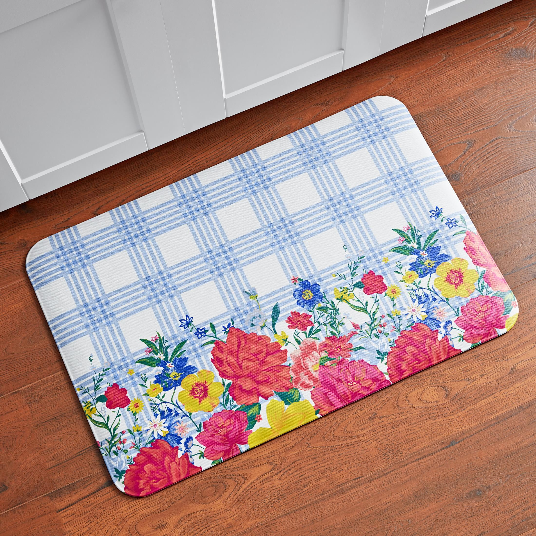 The Pioneer Woman Bouquet Plaid Kitchen Comfort Floor Mat, Multicolor, 20"W x 30"L