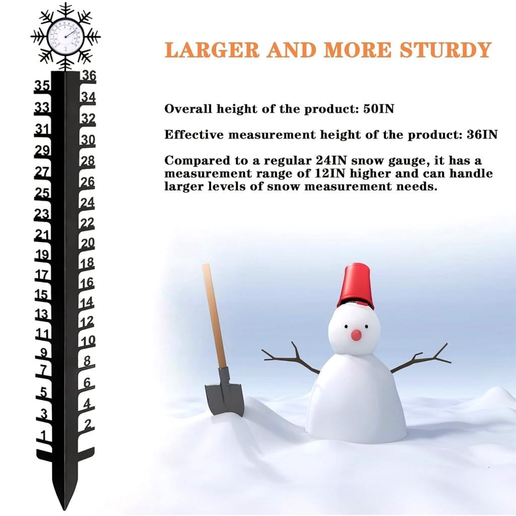 Youthyao Outdoor Snow Gauge 36in Snow Measuring Stick Snowfalls Gauge with Thermometer for Yard Decorations Garden Rain Gauge