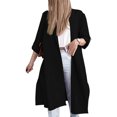 thumbnail image 4 of HAPIMO Women's Long Sleeve Outwear Midi Peacoat Trench Coats Open Front Cardigans Fall Fashion Winter Outfits Casual Turn Down Collar Solid Color Overcoats Clearance Black XXL, 4 of 9