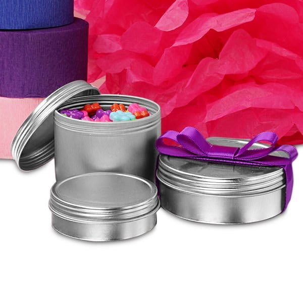 24ea 16 Oz Metal Screw Top Deep Round Tin Can by Paper Mart Walmart