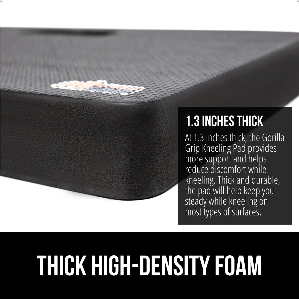 GORILLA GRIP Kneeling Pad, Cushioning Support for Knees, Extra Thick, Water Resistant, 17.5x11 Black