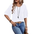 thumbnail image 3 of UVN Blouses for Women V Neck Half Bell Sleeve Shirts Summer Ladies Casual Flowy Tunic Tops, 3 of 9